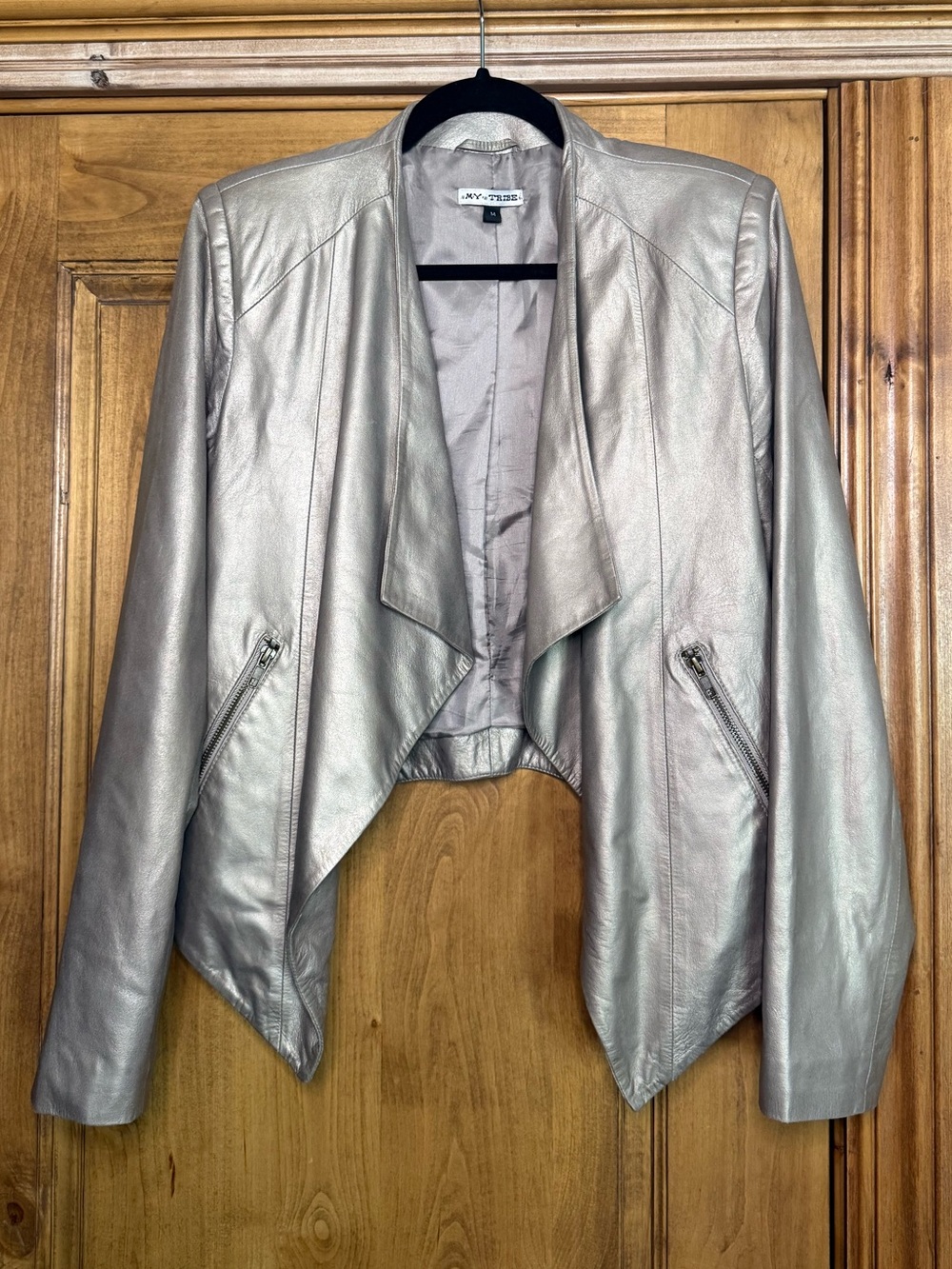 My Tribe Gold/Silver Genuine Silver Leather Jacket
